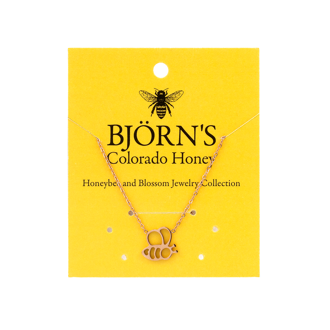 Necklace - Small Rose Gold Bee - Rose Gold Chain